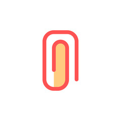 Poster - Minimalistic Icon of a Paperclip in a Red and Orange Color Scheme Representing Stationery Supplies for Office and Workspace Efficiency