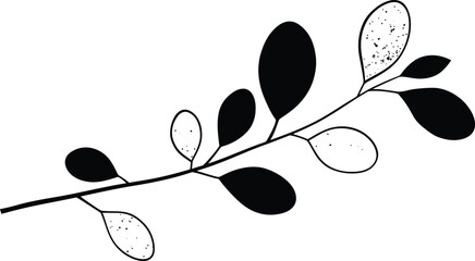 Minimalist Black and White Tree Branch Vector