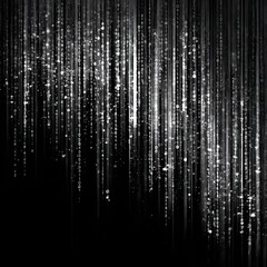 Fototapete - Digital Rain: Monochrome Binary Code Cascade on a Black Backdrop, Creating a Glitchy Matrix Effect