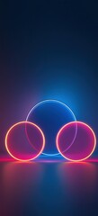 Poster - Neon circles glow, dark background, digital art, website banner