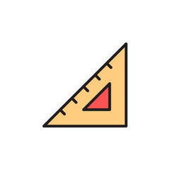 Poster - Geometric Triangle Ruler Icon in Colorful Design for Measurement and Creative Drawing in Stationery and Education Context