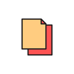Poster - Colorful Stationery Icon Featuring Stacked Orange and Red Documents with minimalistic Design for Office or Education Use