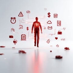 Fototapete - Human Body Analytics: A Digital Representation of Health, Finance, and Time Management in the Modern Age