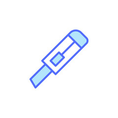 Poster - Precision Cutting Tool Icon in Blue Color for Stationery and Office Use with Minimalist Design Elements and Flat Appearance Ideal for Graphic Illustrations