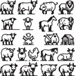 © al - Create a Farm animals line icon set. Vector pictograms of cow, bull, sheep, lamb, goat, horse, pig, domestic and livestock thin linear illustration. vector art white background.