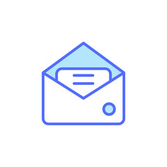 Poster - Blue Outline Icon of an Envelope with a Letter Inside Representing Communication and Messaging for Stationery Design and Digital Use