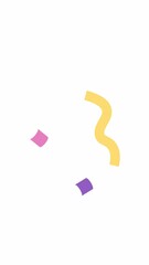 Poster - Simple colorful confetti squiggles falling freely 2D cartoon object vertical animation. Party streamers. Celebration cheerful vibe. Festive decor animated flat colorful item 4K video isolated on white