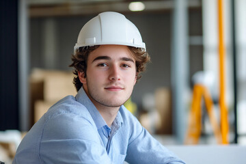 Poster - Portrait of an architect on the construction site, generative AI image