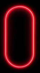 Poster - Red neon oval frame, dark background, graphic design element