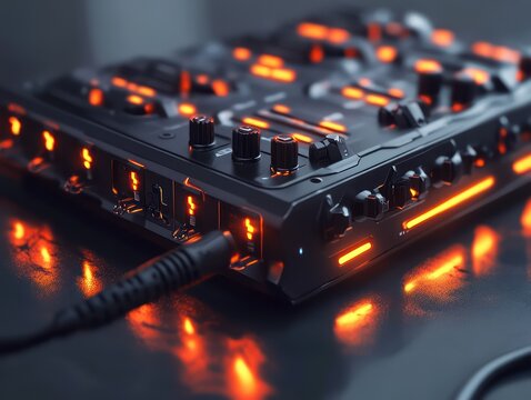 Glowing tech device abstract background