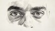 © herjunart - Detailed grayscale drawing of a man's face, focused on the eyes