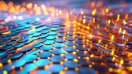 Poster - Abstract Colorful Pattern of Hexagonal Shapes with Glowing Lights