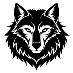  Wolf head silhouette vector black on white background 