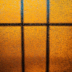 Poster - Close-up view of water droplets on a window creating a beautiful and intricate pattern of nature