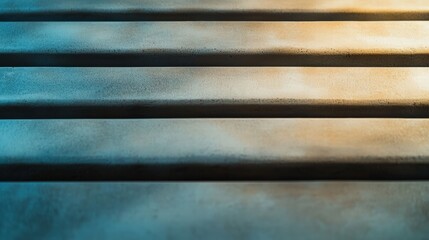 Poster - Stairs illuminated by soft blue and yellow lights creating a unique atmosphere of warmth and chill