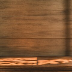 Poster - A rustic wooden bench bathed in gentle light streaming through a nearby window creating serenity