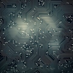 Poster - Artistic circuit board displaying a unique pattern of connections and components in a technological context