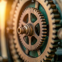 Poster - A close-up view of a single gear wheel highlighting its intricate teeth and mechanical functionality