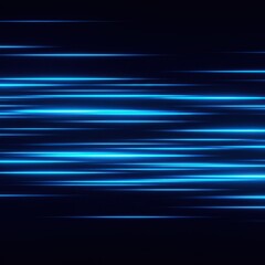 Poster - Abstract Blue Light Streaks Background:  Dynamic Horizontal Lines of Glowing Energy and Speed