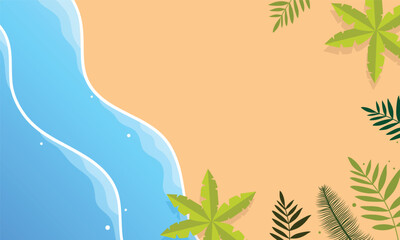  Relaxing Summer Day Vector Background Scene with Palm Trees and Ocean 
