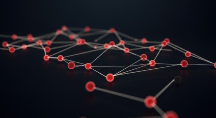 Poster - Abstract Network Visualization Red Nodes Connected by Lines Digital Technology Concept
