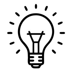 Poster - Minimalist Black Lightbulb Line Art Vector Isolated on transparent background and PNG