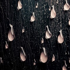 Poster - Rain falling down on a window pane creating a relaxing atmosphere with soft focus and blur