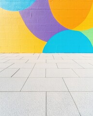 Poster - A colorful wall with a bright white floor creating a bold and artistic interior design space