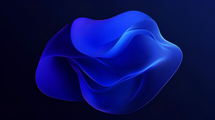 Poster - glowing blue abstract shape, dark grainy black blue background, noise texture futuristic dynamic pos