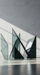 Poster - Abstract Glass Sculptures in Sunlight: Modern Minimalist Art Installation