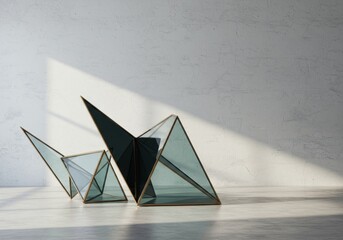 Poster - Geometric Glass Sculpture Installation Modern Art Studio Interior Design Contemporary Artwork
