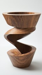 Aufkleber - Modern artistic wooden sculpture crafted with care showcasing unique design on a plain backdrop