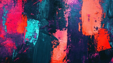 Aufkleber - Abstract art background created using vibrant strokes of oil paint in shades of red teal and black palette