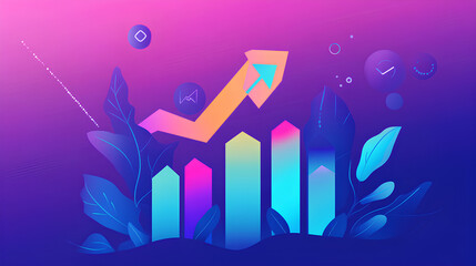 Poster - growth graph of business. successful business, growth strategy and achieving goals with the rising a