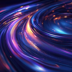 Poster - Dynamic curves glowing with energy and vibrant purple hues swirl in a cosmic dance of light and color