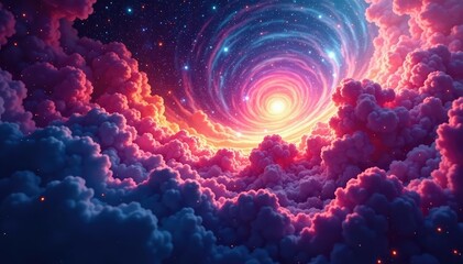 Wall Mural - Abstract swirling nebula, vibrant cosmic dust clouds, cosmic, seamless