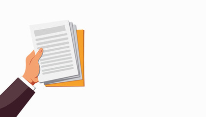 Poster - Hand holding documents, organized work, vector illustration