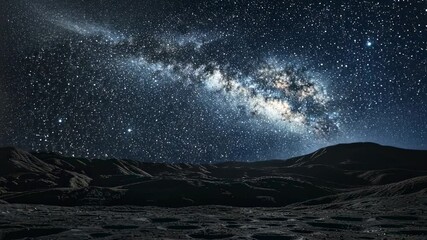Wall Mural - stunning view of galaxy over moon landscape in starry night sky