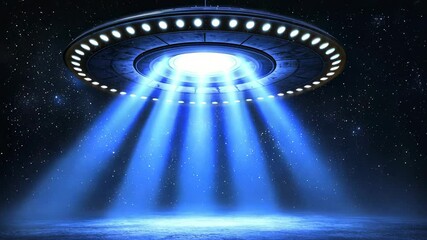 Wall Mural - Futuristic UFO Light Beam in Mystical Space Environment