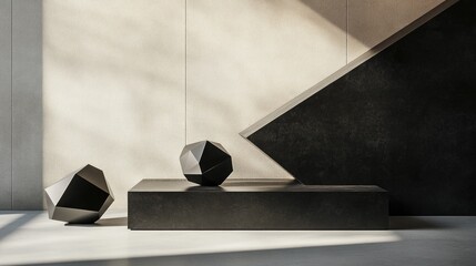 Aufkleber - Geometric Shapes in Modern Interior Design with Soft Lighting Effects