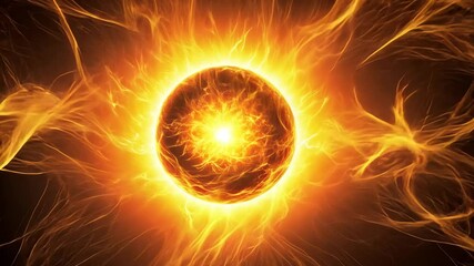 Wall Mural - Bright and Fiery Orb Surrounded by Radiant Flames and Light Effects
