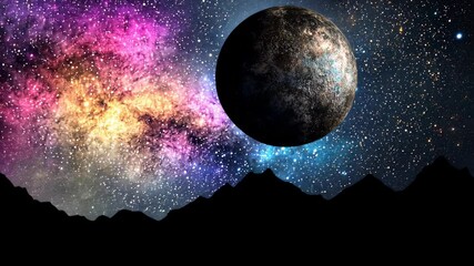 Wall Mural - stunning cosmic landscape featuring bright stars and colorful nebulae
