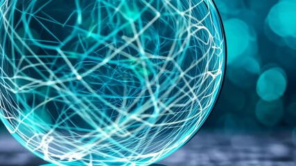 Wall Mural - Electric Energy Sphere with Bright Sparks and Glowing Background
