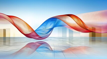 Aufkleber - Abstract waves in blue, white, and red representing French flag, artistic flowing background