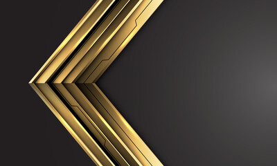 Poster - Abstract gold arrow black line cyber direction geometric on grey technology design modern futuristic background vector
