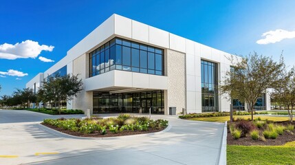Poster - High-security building for cloud computing, sleek exterior design