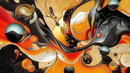 Poster - Intense fire flame texture with orange and red hues swirling in abstract pattern