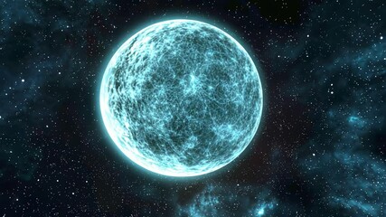 Wall Mural - glowing blue orb in cosmic space with bright stellar background