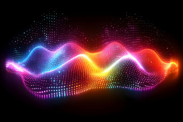 Poster - Abstract colorful waveform digital graphic