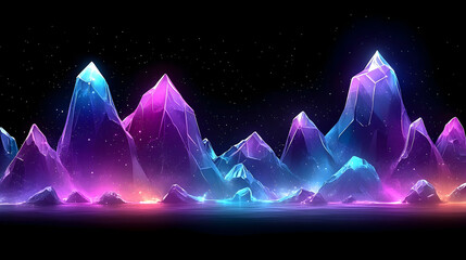 Poster - Abstract crystal formation illuminated by vivid light